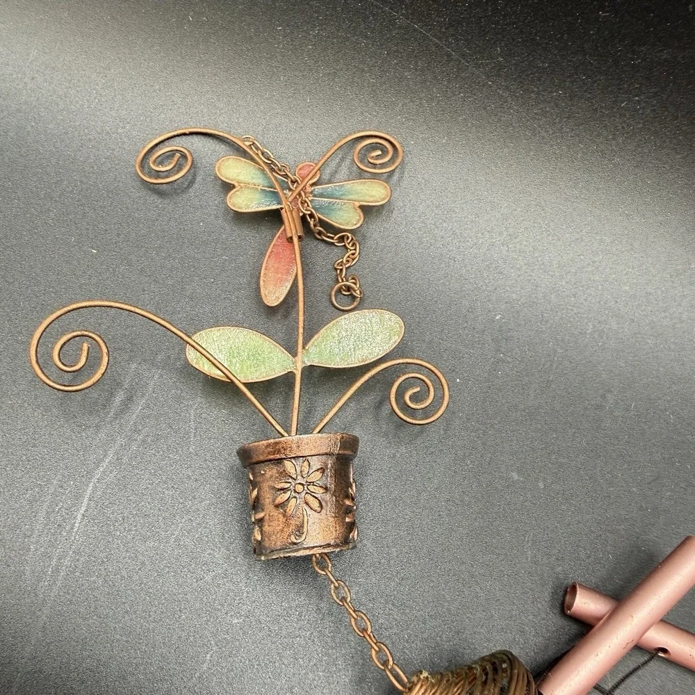 Copper Wire Dragonfly Flower Pot Wind Chime 18